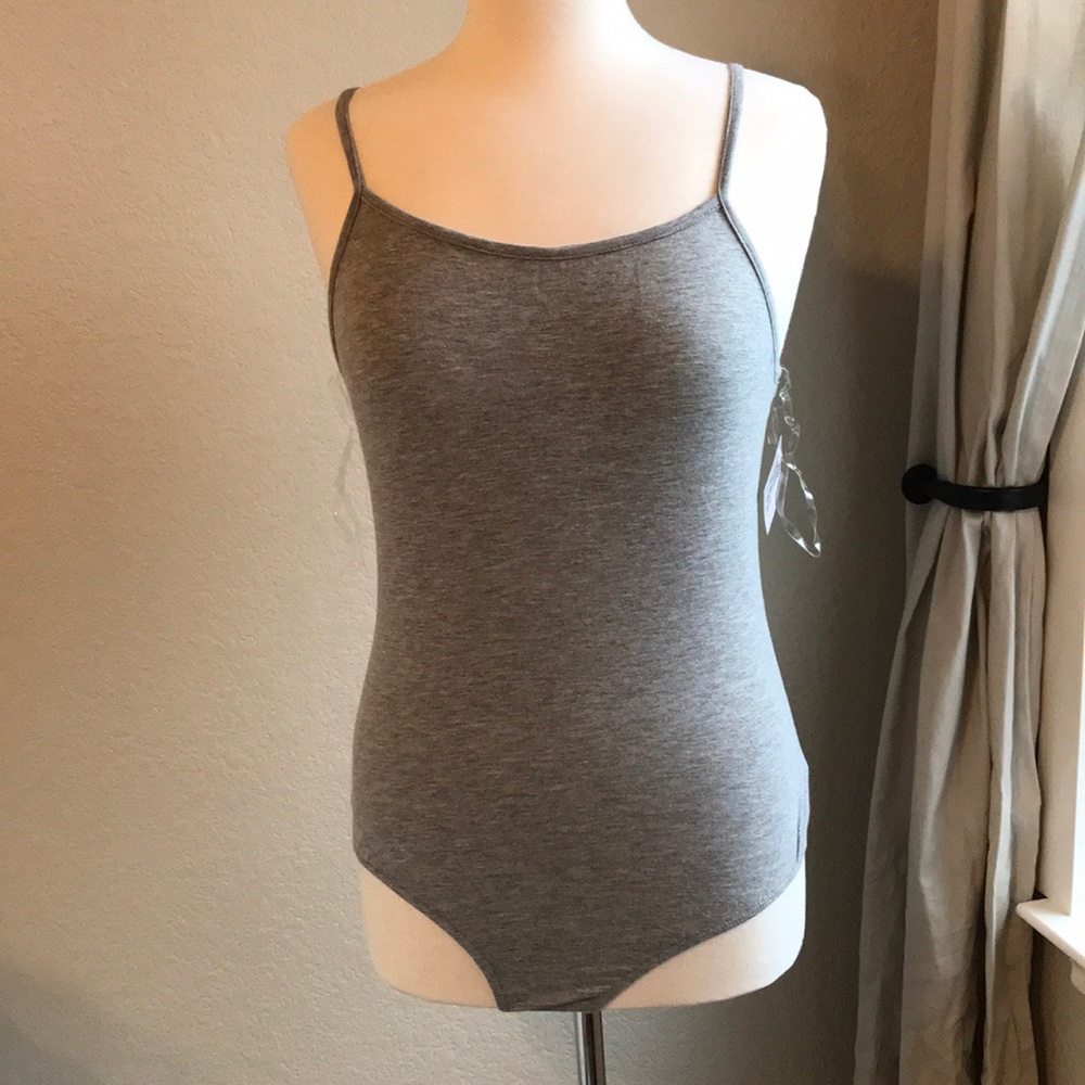Grey strapped cami bodysuit